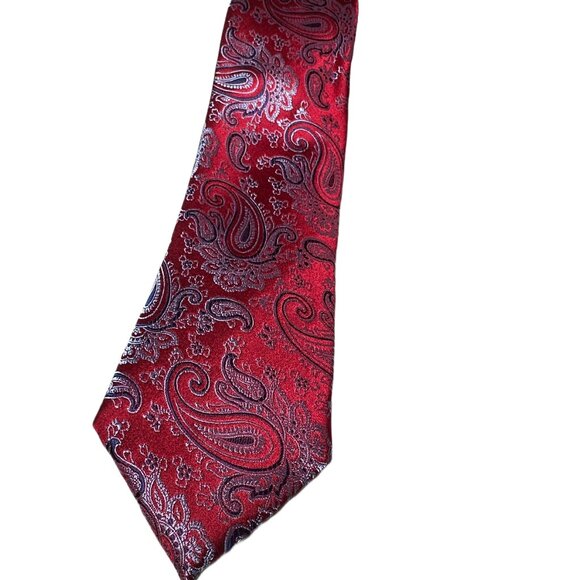Saddlebred Paisley Men'sTie – Red with Purple & Blue Flourish - Picture 1 of 3